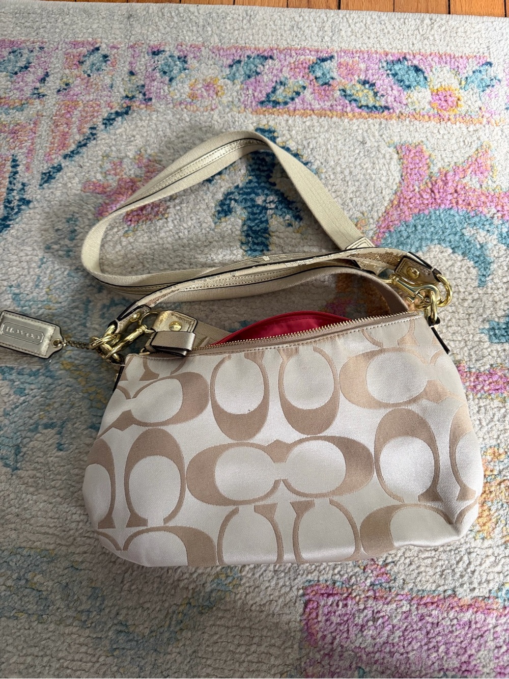 Coach Beige Signature Crossbody with Multicolor Floral Accents - Picture 6 of 9